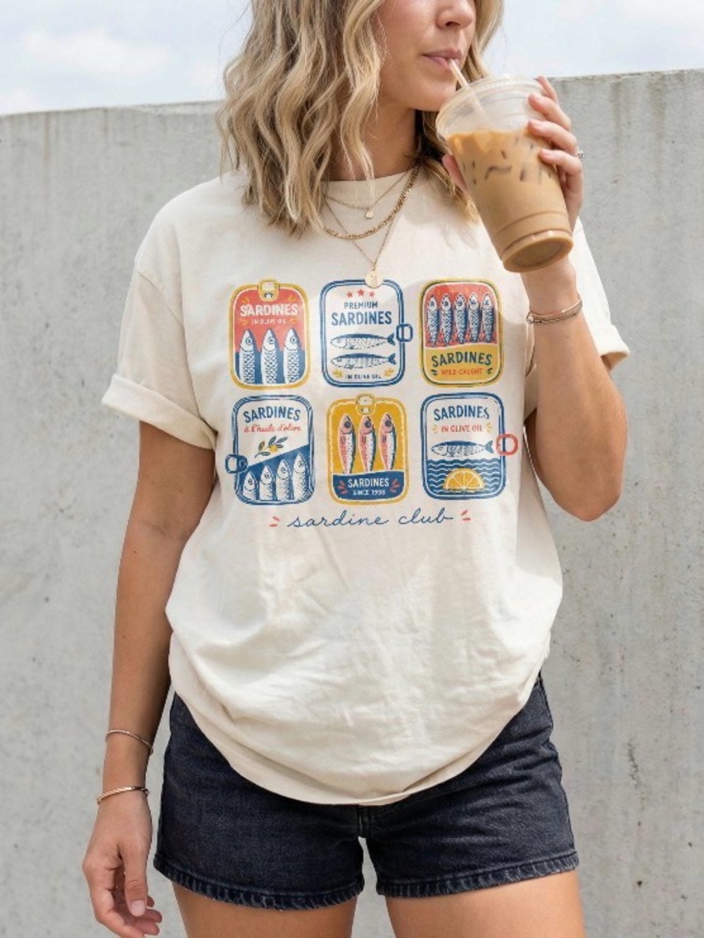 Comfort Colors Sardine Club Tinned Fish T-Shirt, Vintage Tins Summer Graphic Tee